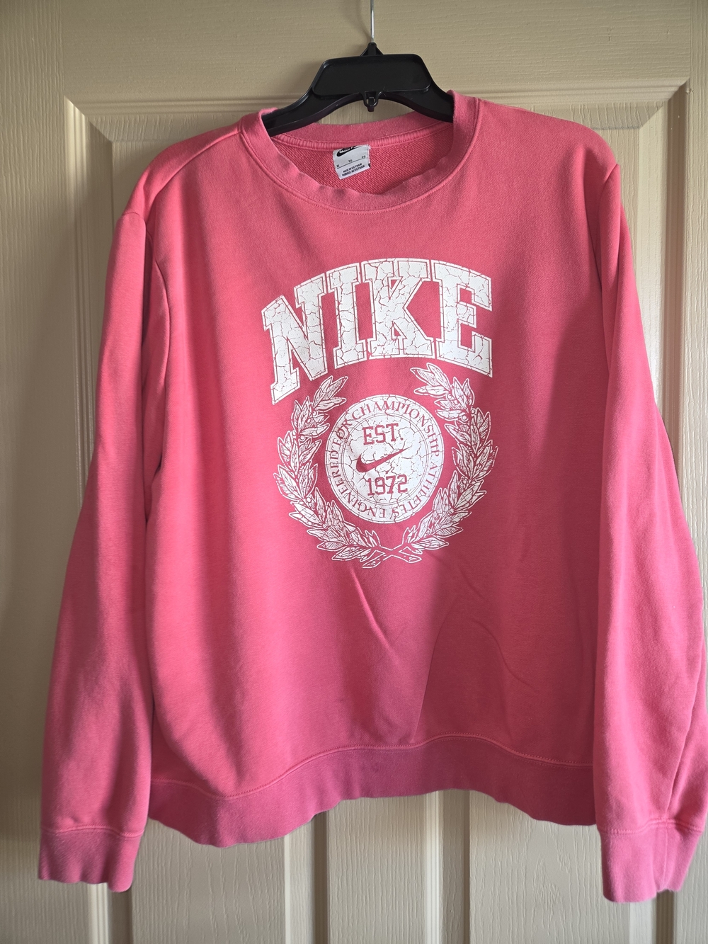 Nike Women's Bright Pink Crewneck with White Crest Logo